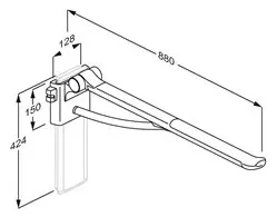 PLUS Stützklappgriff m. Dä. 850mm Links, hö.verst., ohne WS, Anthrazit – Bild 2