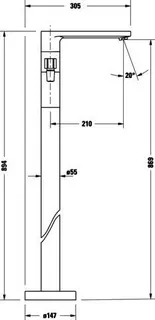 Duravit D-Neo Einhebel-Wannenmischer bodenst. Keramikmischsystem, Chrom HG – Bild 4