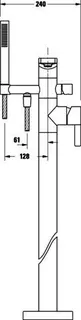 Duravit D-Neo Einhebel-Wannenmischer bodenst. Keramikmischsystem, Chrom HG – Bild 5