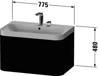Duravit WTU m. Happy D.2 Plus, 2 SchK., 1 HL, 480x775x490mm, Leinen – Bild 2