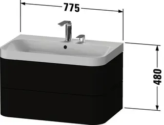 Duravit WTU m. Happy D.2 Plus, 2 SchK., 1 HL, 480x775x490mm, Leinen – Bild 4