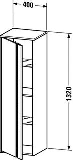 Duravit Hochschrank Ketho 360x400x1320mm 1 Tür, TA links, weiß hochglanz – Bild 3
