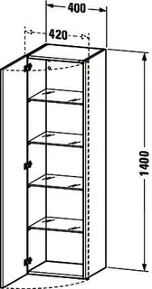 Duravit Hochschrank DuraStyle 360x400x1400mm 1Tür,TA links,nussbaum d./nussbaum d. – Bild 2