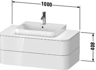 Duravit WTU HappyD2+ wandh.,408x1000x550mm 2Schubkästen, weiß seidenmatt f.ASB – Bild 3