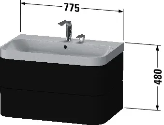 Duravit WTU m. Happy D.2 Plus, 2 SchK., ohne HL, 480x775x490mm, Weiß Seidenmatt