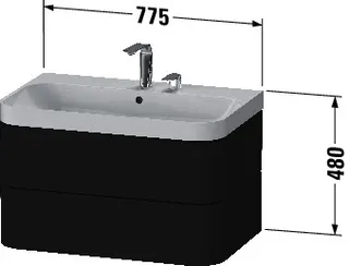 DU WTU m. Happy D.2 Plus, 2 SchK., ohne HL, 480x775x490mm, Weiß Seidenmatt