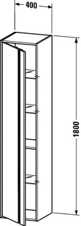 Duravit Hochschrank Ketho 360x400x1800mm 1 Tür, TA rechts, nussbaum natur – Bild 2
