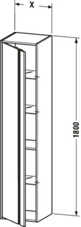 Duravit Hochschrank Ketho 360x400x1800mm 1 Tür, TA rechts, nussbaum natur – Bild 3