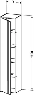 Duravit Hochschrank Ketho 360x400x1800mm 1 Tür, TA rechts, nussbaum natur – Bild 4