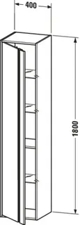 Duravit Hochschrank Ketho 360x400x1800mm 1 Tür, TA rechts, nussbaum natur – Bild 5