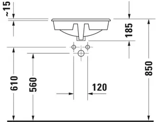 Duravit Einbauwaschtisch Manua 480 mm EB m.ÜL, m.HLB, 1 HL, weiß – Bild 2