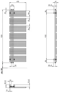 sanibel Designbadheizkörper S5 A16 1520x47x478mm 7016 Black Matt – Bild 2