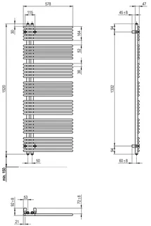 sanibel Designbadheizkörper S5 A16 1520x47x578mm 9007 Grey Aluminium – Bild 2