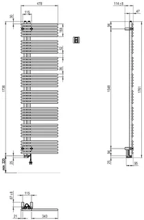 sanibel Designbadheizkörper S5-ER A20 Elektro BH 1761mm BL 478mm Farbkat. 2 – Bild 2