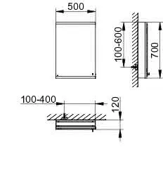 ACTIS-Spiegelschrank Alu m LED-Beleucht. 500x700x120mm 1-türig links verspiegelt – Bild 2