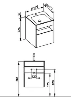 ACTIS-Keramik-Waschtisch mit Waschtisch-Unterbau 504x642x494mm 1 HL CLOU Vulkanit – Bild 2