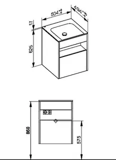 ACTIS-Keramik-Waschtisch mit Waschtisch-Unterbau 504x642x494mm o. HL/ÜL Elektrik Cashmere – Bild 2
