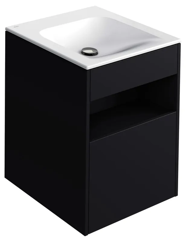 ACTIS-Keramik-Waschtisch mit Waschtisch-Unterbau 504x642x494mm o. HL/ÜL Vulkanit