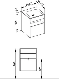 ACTIS-Keramik-Waschtisch mit Waschtisch-Unterbau 504x642x494mm o. HL/ÜL Vulkanit – Bild 2