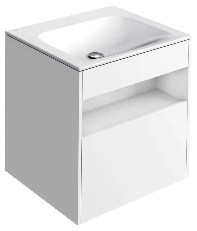 ACTIS-Keramik-Waschtisch mit Waschtisch-Unterbau 655x642x494mm o. HL/ÜL Weiß