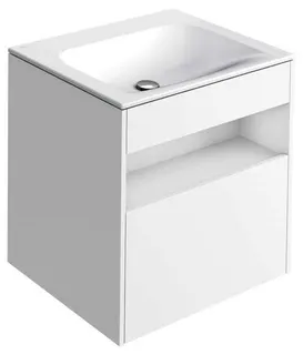ACTIS-Keramik-Waschtisch mit WT-Unterbau 655x642x494mm o. HL/ÜL m. Elektrik Weiß