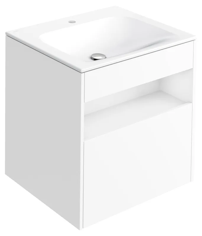 ACTIS-Keramik-Waschtisch mit Waschtisch-Unterbau 655x642x494mm 1 HL CLOU m. Elektrik Weiß
