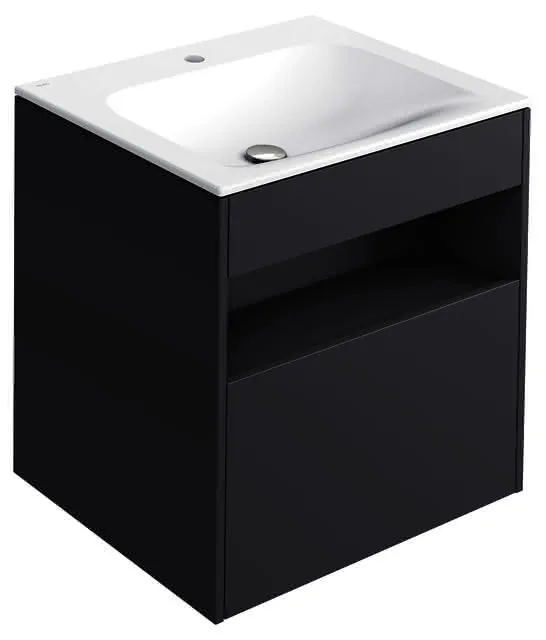 ACTIS-Keramik-Waschtisch mit Waschtisch-Unterbau 655x642x494mm 1 HL CLOU Vulkanit