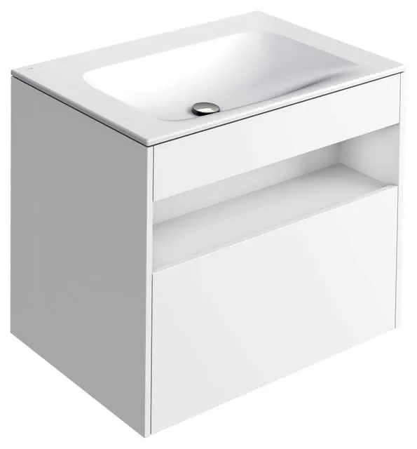 ACTIS-Keramik-Waschtisch mit Waschtisch-Unterbau 805x642x494mm o. HL/ÜL Weiß
