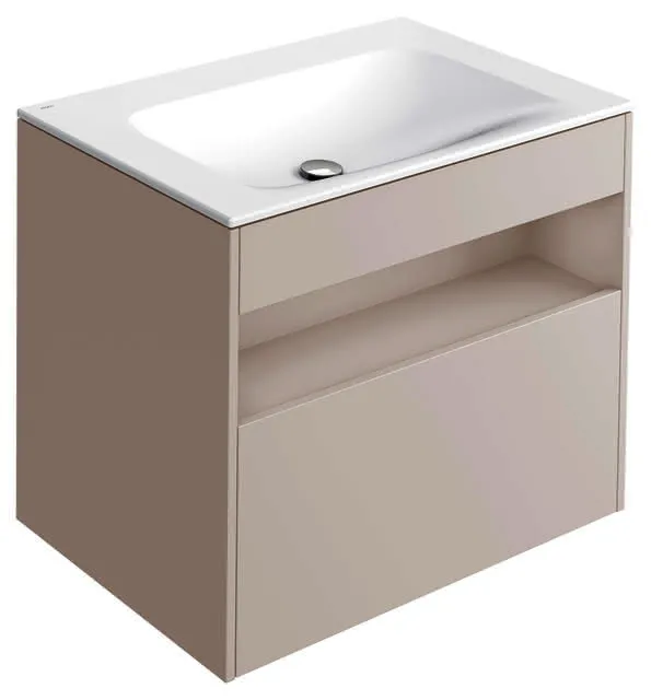 ACTIS-Keramik-Waschtisch mit Waschtisch-Unterbau 805x642x494mm o. HL/ÜL Elektrik Cashmere