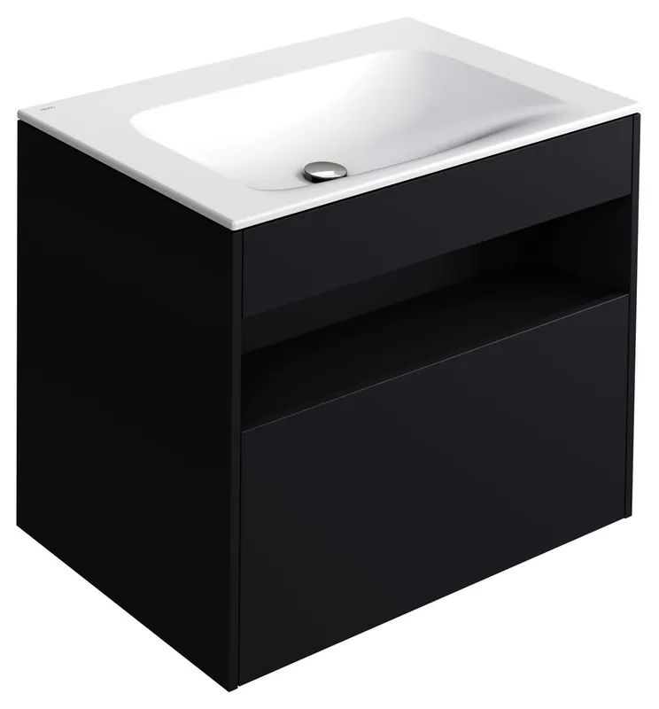 ACTIS-Keramik-Waschtisch mit Waschtisch-Unterbau 805x642x494mm o. HL/ÜL Vulkanit