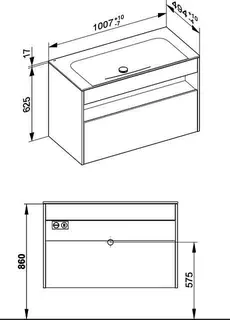 ACTIS-Keramik-Waschtisch mit Waschtisch-Unterbau 1007x642x494mm o. HL/ÜL Elektr. Vulkanit – Bild 2