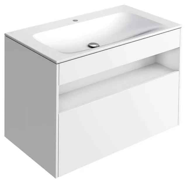 ACTIS-Keramik-Waschtisch mit Waschtisch-Unterbau 1007x642x494mm 1 HL CLOU m Elektrik Weiß