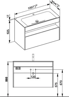 ACTIS-Keramik-Waschtisch mit Waschtisch-Unterbau 1007x642x494mm 1 HL CLOU Elektr Vulkanit – Bild 2