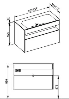 ACTIS-Keramik-Waschtisch mit Waschtisch-Unterbau 1007x642x494mm o. HL/ÜL Elektr. Cashmere – Bild 2