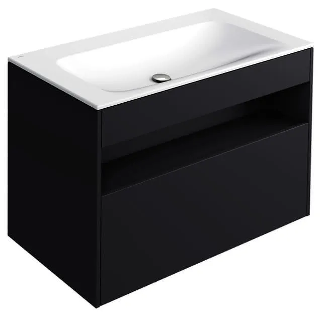 ACTIS-Keramik-Waschtisch mit Waschtisch-Unterbau 1007x642x494mm o. HL/ÜL Vulkanit