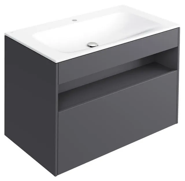ACTIS-Keramik-Waschtisch mit Waschtisch-Unterbau 1007x642x494mm 1 HL CLOU Vulkanit