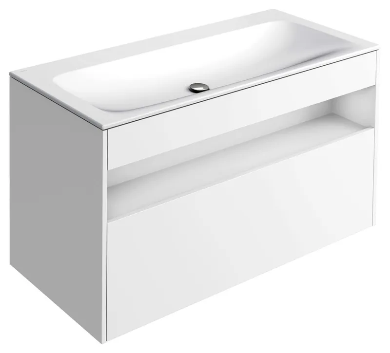 ACTIS-Keramik-Waschtisch mit Waschtisch-Unterbau 1208x642x494mm o. HL/ÜL Weiß