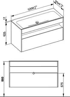 ACTIS-Keramik-Waschtisch mit Waschtisch-Unterbau 1208x642x494mm o. HL/ÜL Vulkanit – Bild 2