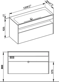 ACTIS-Keramik-Waschtisch mit Waschtisch-Unterbau 1208x642x494mm o. HL/ÜL m. Elektrik Weiß – Bild 2