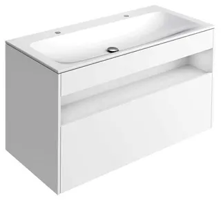 ACTIS-Keramik-Waschtisch mit WT-Unterbau 1208x642x494mm 2 HL o. ÜL Weiß