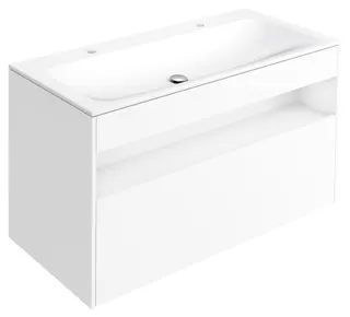 ACTIS-Keramik-Waschtisch mit WT-Unterbau 1208x642x494mm 2 HL o. ÜL Elektrik Weiß