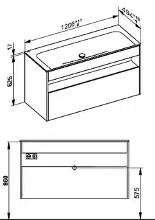 ACTIS-Keramik-Waschtisch mit Waschtisch-Unterbau 1208x642x494mm o. HL/ÜL Elektr. Vulkanit – Bild 2