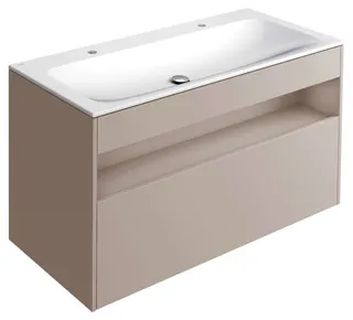ACTIS-Keramik-Waschtisch mit WT-Unterbau 1208x642x494mm 2 HL o. ÜL Cashmere
