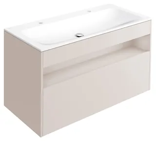 ACTIS-Keramik-Waschtisch mit WT-Unterbau 1208x642x494mm 2 HL o. ÜL Elekt Cashmere