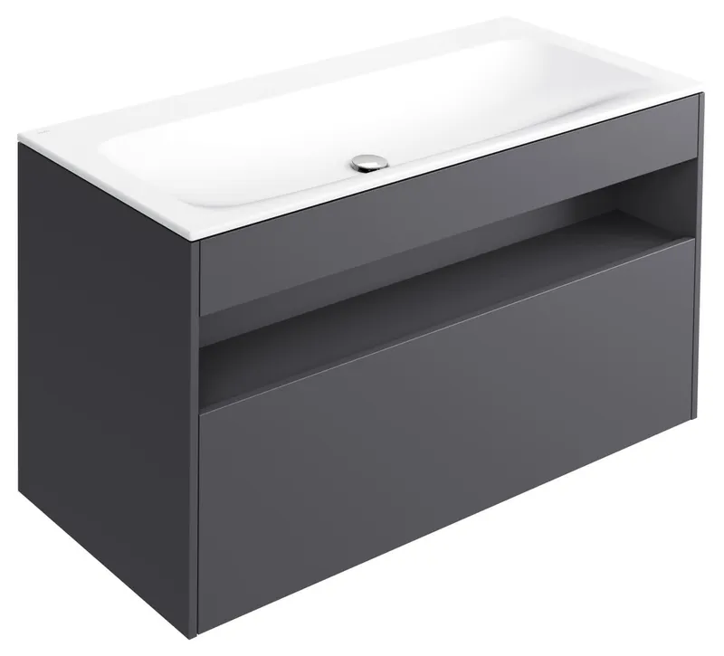 ACTIS-Keramik-Waschtisch mit Waschtisch-Unterbau 1208x642x494mm o. HL/ÜL Elektr. Vulkanit