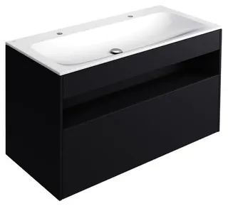 ACTIS-Keramik-Waschtisch mit WT-Unterbau 1208x642x494mm 2 HL o. ÜL Vulkanit