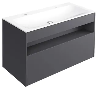 ACTIS-Keramik-Waschtisch mit WT-Unterbau 1208x642x494mm 2 HL o. ÜL Elekt Vulkanit