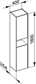 ACTIS-Hochschrank 400x1800x354mm 2 Türen links Vulkanit – Bild 2
