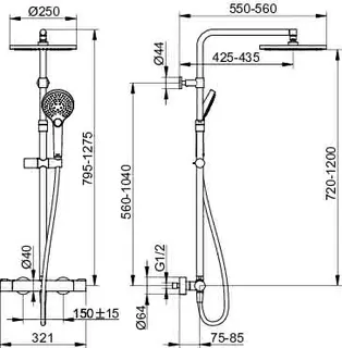 Keuco THM-Brausemischer Plan blue 53926, m.Kopfbrause/Aufputz, verchr. – Bild 2