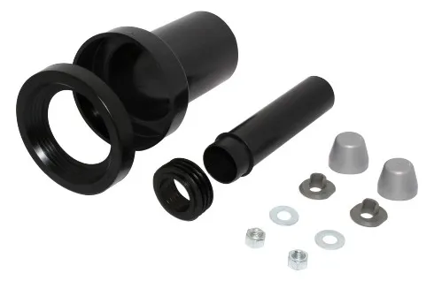 comfort-PE-Wand-WC-Anschlussgarnitur 180mm DN 110/110 Deckkappen Metalloptik